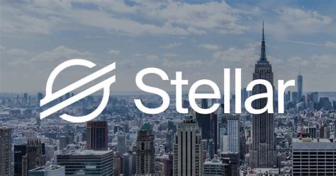 The image displays the Stellar logo overlaid on a cityscape featuring the Empire State Building, promoting the $XLM cryptocurrency. The post encourages viewers to join a SocialFi community on the Stellar network, tying the brand's imagery to the excitement around this growing ecosystem.