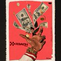 The image features a hand holding a stack of money, with some of the bills falling out of the hand onto the floor. The text "Is this real?" suggests that the scene depicted might be a staged or fake scenario for artistic purposes. The post also mentions that there is a 50k per post limit on the amount of money being thrown into the air.