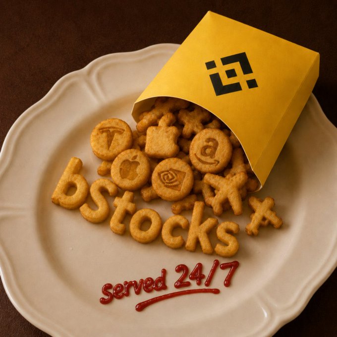 A yellow package spills golden alphabet and symbol-shaped crackers onto a white plate, spelling out "bstocks" alongside icons like an "@" and star, with "Served 24/7" written in red icing below to convey constant availability of the discount marketplace.