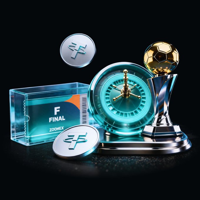 The image features an assortment of items, including a trophy, a clock, and some coins. The trophy appears to be made of metal and has a gold base. A soccer ball can also be seen among these objects. There are two coins in the scene - one is silver with a blue design on it, while the other is green with an orange design. The items seem to be related to a game or competition involving time management and strategy, possibly a crypto trading strategy or a financial analysis tool.