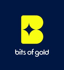 The image shows the "bits of gold" logo, featuring a stylized yellow "B" with a sparkle design on a dark blue background, representing the Israeli regulated crypto broker mentioned in the post regarding their ongoing customer data breach investigation.