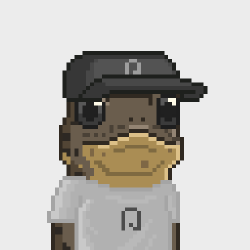 A pixel art illustration depicts a chimpanzee wearing a black baseball cap, white headphones, and a gray t-shirt with a logo.