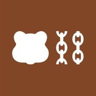 The image features a flat-design icon with a cream-colored bear face silhouette next to a DNA double helix, all set against a solid rust-brown background.