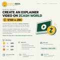 The image is an event flyer from Zcash World featuring "MOBILE EXPLAINER VIDEO ON ZCASH WORLD" with a $190 in ZEC offer, including a QR code and checkmark graphic, promoting an ATLAS SkillTech University, Mumbai event on Sunday, November 1st from 11:00 to 18:30 where attendees can receive a shielded wallet and real Zcash as described in the post.