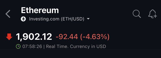 The image shows an email screen with a message about Ethereum's position in the market, stating that its value has dropped by $8 billion. The email also mentions that the company has not yet deleveraged and that there are still many investors who have not sold their shares. The text suggests that the market is experiencing a significant decline in the cryptocurrency space, which could potentially affect Ethereum's position as an investment opportunity.