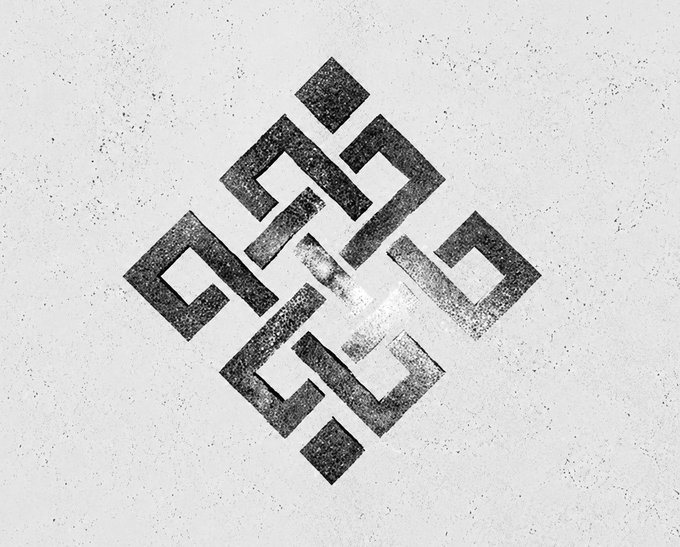 The image features an abstract design composed of black geometric shapes, including squares and diamonds, arranged in a diamond shape with a diagonal line running through the center. The text "Every other chain gives you a fast computer. @ritualnet don' need another one." is written above this design.