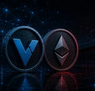 Two stylized crypto coins—one featuring a blue "V" logo for Verus and the other displaying the Ethereum diamond symbol—rest against a dark, tech-inspired background with glowing red and blue light effects, visually representing the $11.5 million Verus-to-Ethereum exploit and subsequent return of 4,052 ETH described in the post.