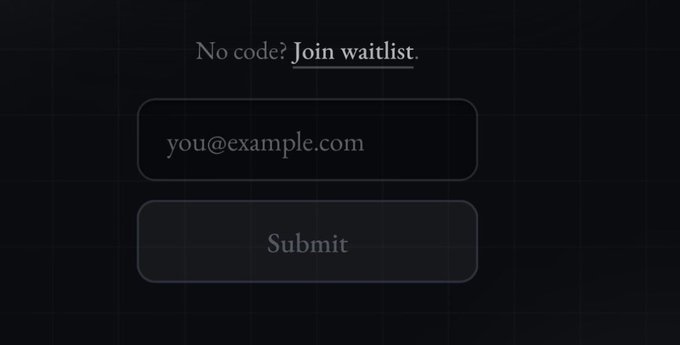 A dark-themed signup form invites users to "Join waitlist" with an email input field (showing "you@example.com") and a "Submit" button, corresponding to the post's promotion of the @epicentral_ waitlist on Solana's testnet.