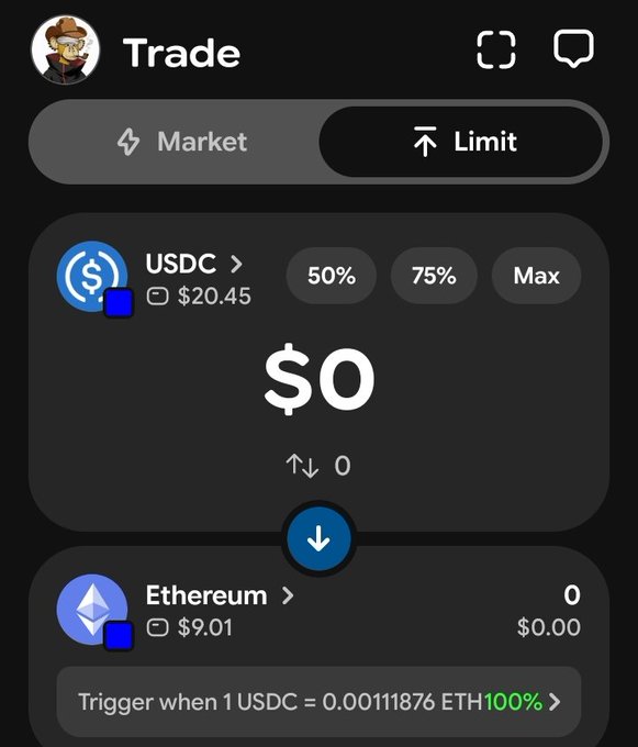 The image features a social media app with a post about trading options displayed at the top of the page, accompanied by an update from @baseapp that includes a new feature to use "Limit" option when trading. This highlights progress being made in the development process of the app for improving user experience and enhancing security measures.