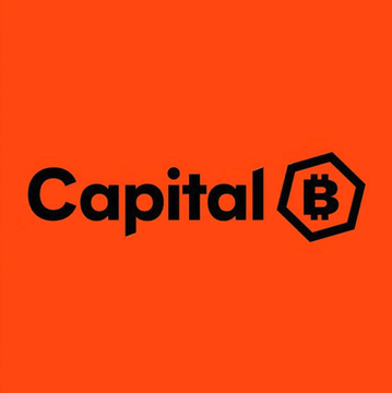 The image displays the Capital B logo in black text alongside a Bitcoin symbol within a hexagon, set against a vibrant orange background. This visual branding corresponds to the French Bitcoin treasury firm mentioned in the post, which recently acquired 5 BTC and now holds 3,145 BTC.