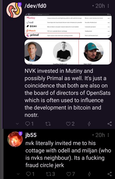 The image shows two posts on Twitter with different descriptions. The first post is about a person named "Nk55" who has been invited by another user, "Nk". The second post is about OpenSats' role in identifying and supporting popular FLOSS projects related to Bitcoin/n ostr. It seems that the posts are discussing the involvement of OpenSats in the Bitcoin community or the influence of Bitcoin on the development of blockchain technology.