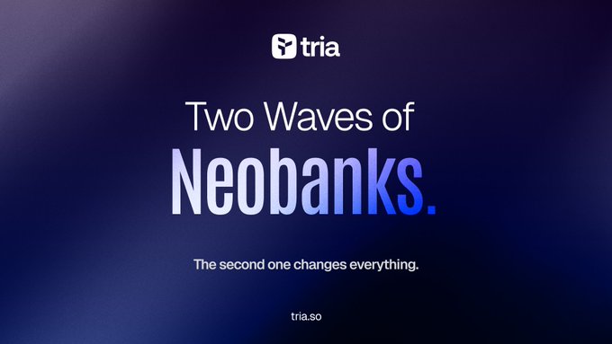 ia logo and text "Two Waves of Neobanks" against a dark blue gradient background.