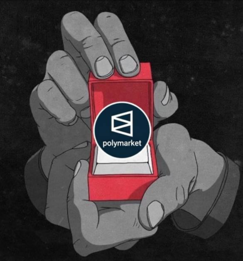 The image shows two hands holding a red box with a blue "POLY" logo on it. The text above the image reads "POLY - why the airdrop is already close and how to prepare for it". This suggests that the image is related to an advertisement or promotional material, possibly for PolyMarket, which is a cryptocurrency exchange platform.