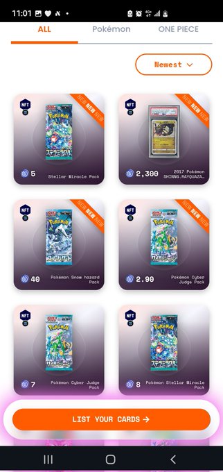 The image shows a collection of Pokémon trading card games (TCGs) displayed on a smartphone screen. The TCG collection includes various types of Pokémon such as Pikachu, Eevee, and others. The user can browse through these games by clicking on the "BONKUJI" game in the left corner of the image. This post is about Pokémon trading card games and their excitement for collectors to experience Japanese Pokémon culture.
