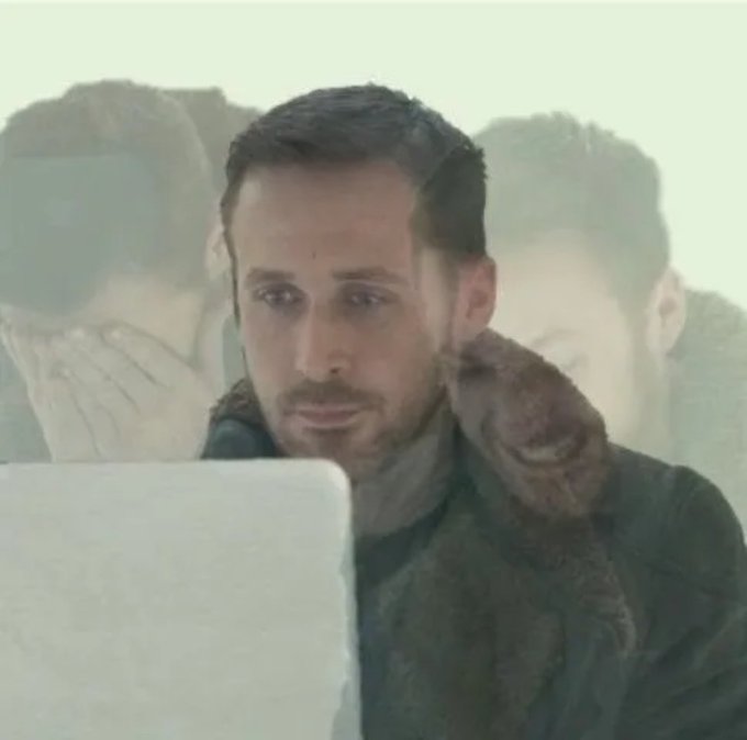 A distressed man stares intently at his laptop screen while ghostly, semi-transparent overlays of himself cover his face with his hands and bury his face in his palm, visually conveying the layered emotions of regret, frustration, and secondhand embarrassment.