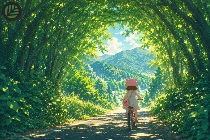A girl in a pink hat rides a bicycle down a sunlit path framed by a lush green tree tunnel, with mountains and a village visible in the distance.

The image's peaceful, scenic journey along a tree-lined path toward an open horizon mirrors the post's message about taking a steady, unhurried approach to exploring the CNPYNetwork ecosystem, suggesting that there's still a clear road ahead and plenty of time to experience it fully at a comfortable pace.