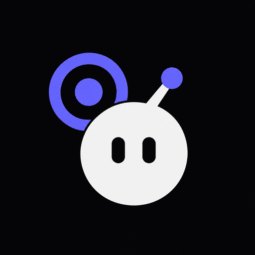 A minimalist logo on a black background features a white robot head with black oval eyes and a blue antenna, paired with a blue circular "swarm" or dot motif to the upper left, visually representing the token's name and concept of coordinated small wallets.