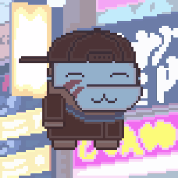 A cute pixel art character wearing a brown backwards cap and jacket, holding a phone, with a smiling face and '??' symbols floating beside them against a pastel background.