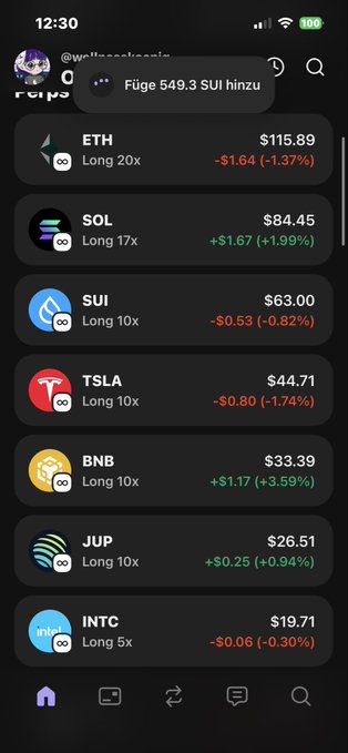 The image features an iPhone screen displaying various symbols, including letters such as "A", "E", and "T" alongside numbers like "$1.3", "$34.9", $0.86, and $55.93". The screen is showing that a Bitcoin exchange has a long history of trading. A person is also visible in the image, likely interacting with or viewing the information on the screen.