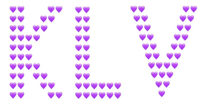 The acronym 'RIV' spelled out using purple heart emojis in a pixelated/dotted font style.