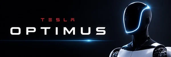 The image displays the "TESLA OPTIMUS" logo alongside a sleek humanoid robot with glowing blue accents, showcasing Tesla's robotics initiative. Notably, the post uses the unrelated ticker "$OPTIMUS" to associate the token with a high-tech narrative, despite there being no connection between Tesla Optimus and the Solana-based cryptocurrency.