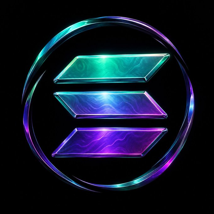 A glowing Solana logo sculpture sits in a dimly lit, modern room with reflective surfaces, evoking the sleek, polished aesthetic of the blockchain brand. The accompanying text "Best Solana project?" suggests the image is being used to prompt discussion about top projects within the Solana ecosystem.