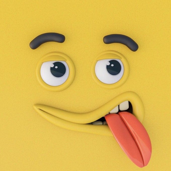 A 3D rendered yellow emoji face with one raised eyebrow, looking to the side with a lopsided grin and its tongue sticking out.