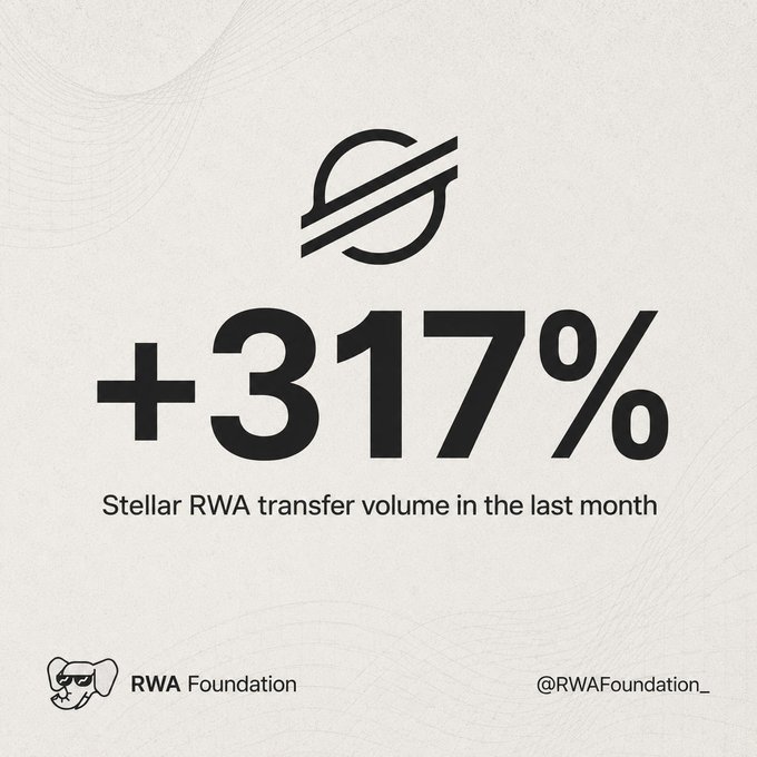 The text of the image includes a graphic that reads "RWA Foundation". This means that there might be an organization or company related to cryptocurrencies, as indicated by the RWA Foundation logo. The main element of the image is a black and white picture with a symbol inside of it which looks like a circle divided into two parts connected by a straight line. Below this symbol, numbers are written in both English and another language that represent "scarce". This indicates some form of scarcity or limited availability related to the RWA transfer volume in the last month.