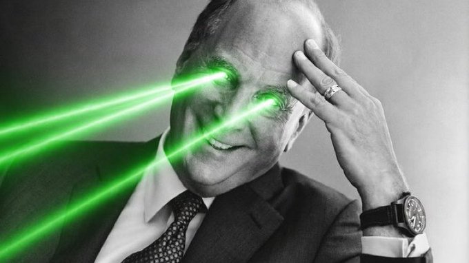 BlackRock CEO Larry Fink, whose eyes emit green laser beams, humorously "shining" his bullish signal on crypto after declaring the worst of the market washout is over and stability has returned.
