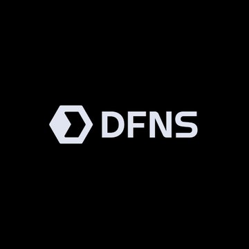 The DFNS logo featuring a hexagonal icon and the text 'DFNS' on a black background.