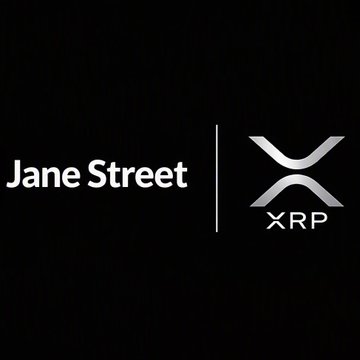 The image features the Jane Street logo alongside the XRP (X-Ripple) logo on a black background, visually representing the trading firm's significant investment in the Bitwise XRP ETF.