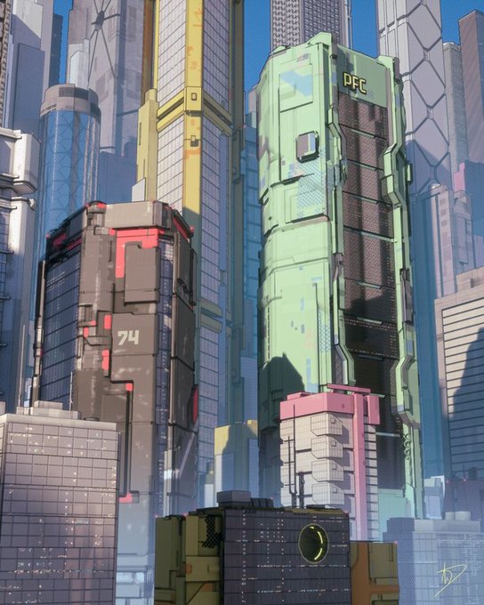 ikc, a futuristic cityscape with tall buildings and a clear blue sky, is depicted in a 3D rendering.