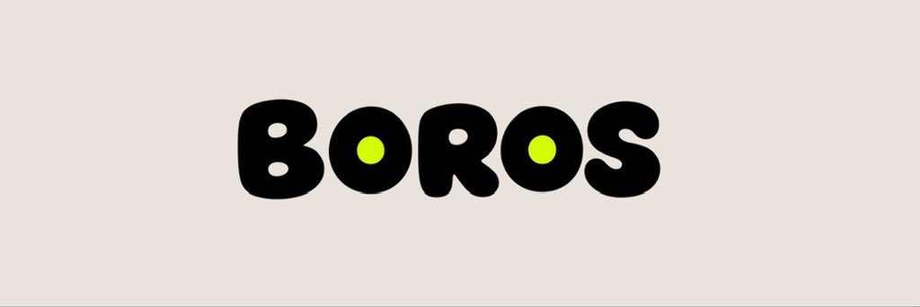The Boros logo displayed in black bubble letters with yellow-green dots on the 'o's against a white background.