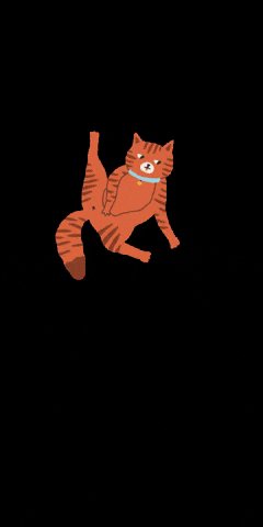 The image features a cartoon cat with orange fur, sitting on its hind legs against a black background. The cat appears to be wearing a collar and has a blue tag around its neck. The caption of the image reads "I ABSOLUTELY LOVE IT @kris @fwiz @cryptocom @cronosapp @aidotcom $cro $mcga #crypto #crofam #cro".