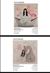 Two illustrated 'CLARA STARGAZE' art prints displayed against a black background, featuring character designs for 'THE WORLD OF MAN CALA' and 'THE WORLD OF MAN VIOLET' with Korean text.