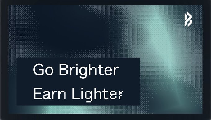A dark promotional graphic featuring a glowing teal silhouette and a double-arrow logo in the top right, with the text "Go Brighter, Earn Lighter" displayed in a black box — tying into the free Brighter airdrop campaign on the Lighter ecosystem, emphasizing the bold, illuminated branding of the yield aggregator @Brighter_money.