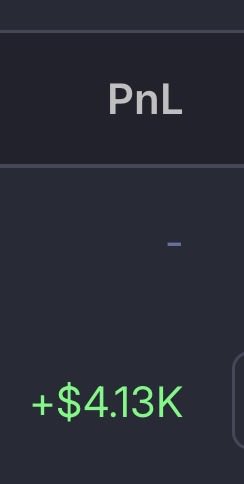 A mobile screen snippet showing a PnL (profit and loss) update of '+$4.13K' in green text.
