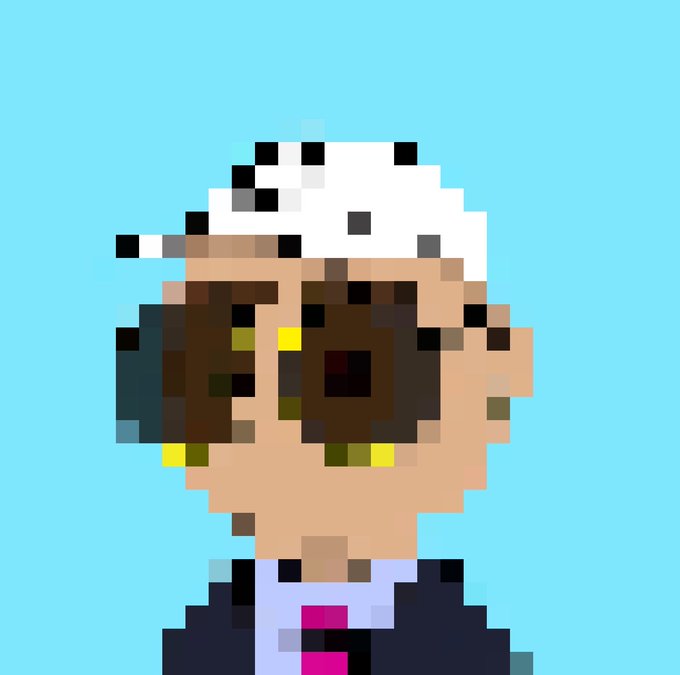 A pixel art illustration of a character wearing a white cap and dark sunglasses, dressed in a suit with a purple shirt and tie, likely representing a stylized trader figure associated with the Robinhood free mint promotion. The character's cool, sunglasses-clad appearance evokes a sense of being "early" or savvy, tying into the post's message about catching the opportunity before it's too late.