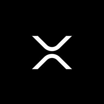 The white XRP (Ripple) cryptocurrency logo displayed on a black background.