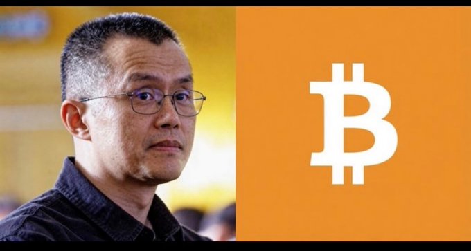 A man wearing glasses, likely CZ (Changpeng Zhao) the former CEO of Binance, is shown next to a large Bitcoin logo on an orange background, reinforcing the post's message that capital continues to seek opportunities in crypto despite current bearish market conditions.