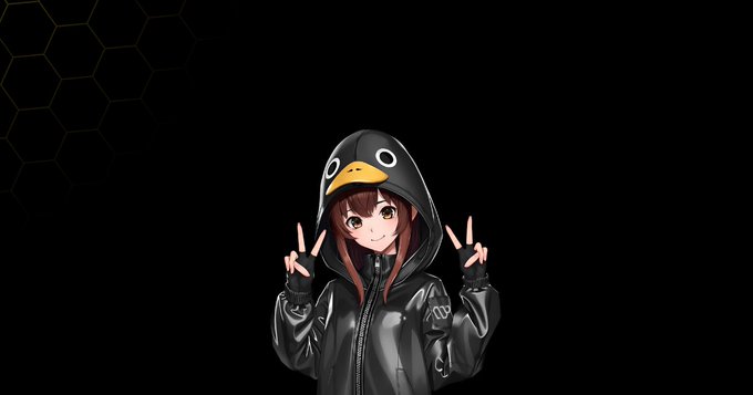 The image features a girl with brown hair wearing a black hoodie and a yellow duck headband, giving her a unique appearance. She poses for the camera while making peace signs with her hands. The background of the image is black, which contrasts with the girl's outfit and emphasizes her presence in the scene.