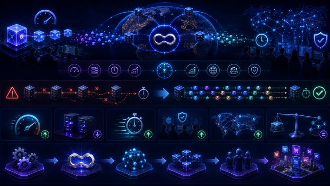 A futuristic digital illustration displaying various technological and network connectivity icons, including servers, data flow, security shields, and global networking symbols in a neon blue and purple color scheme.