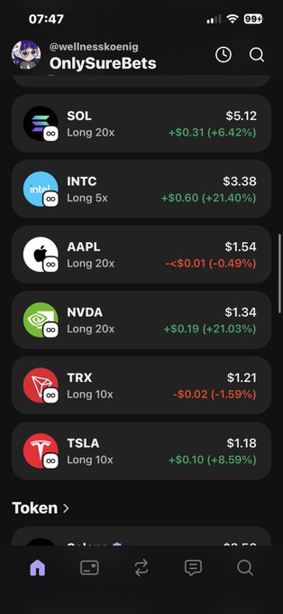 The image shows a smartphone screen displaying various app icons, including a social media app like Instagram and a betting app. The main focus of the image is likely an app called "OnlySUREBETABETS" or similar titles, which is displayed prominently on the phone's home screen or a search bar. It also has several other icons representing different apps and services such as Facebook, Twitter, Bitcoins, TSLA (tesla), Nike, etc. The post that accompanied this image talks about the app "OnlySUREBETABETS" being focused on specifically in its description.