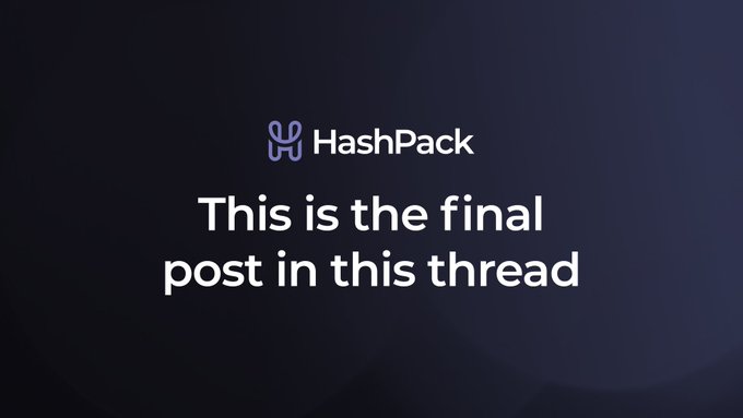 A dark graphic with the HashPack logo and text reading 'This is the final post in this thread'.