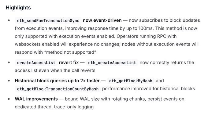 The image shows a screenshot of a white piece of text that has been edited from its original form by @category_xyz. The new edited text contains highlights of two different releases, focusing mainly on Monad v0.14.5 improvements and enhancements that have been made for mainnet. This release includes changes to the eth_sendRawTransactionSync command and some updates to other node internals like eth_getBlock* & eth_getHash.
