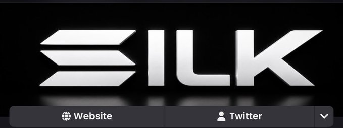 A dark banner displays the silver metallic 'ILK' logo with three horizontal bars to the left, with clickable buttons for 'Website' and 'Twitter' below.