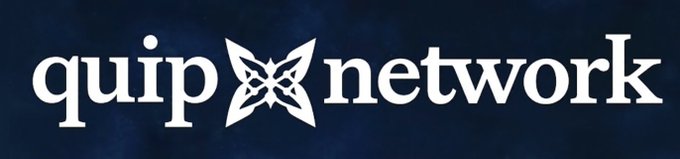 The image features a logo for Quip Network, which is a company that focuses on partnerships and support for quantum computing projects. The logo consists of a white butterfly with black wings against a blue background. This design choice represents the idea of transformation and growth, as butterflies are known for their ability to transform from caterpillars into beautiful creatures. In this context, it symbolizes how Quip Network helps transform ideas into reality through collaboration and support in the field of quantum computing. The company's name is written in white letters below the butterfly design, emphasizing its central focus on partnerships and support for this emerging technology.