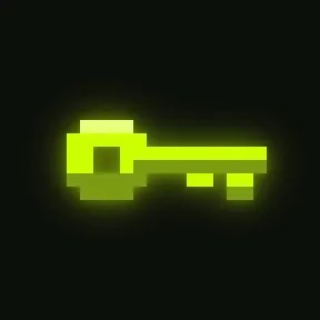 A glowing green pixel-art key floats against a black background. The key symbolizes access or ownership, fitting the post about receiving a minted allocation from a blockchain project called City of Stonks.