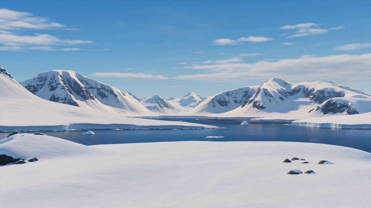 The image features a snowy mountain landscape with a large body of water, possibly an ocean or lake, surrounded by snow-covered mountains. The sky above appears blue with some clouds scattered throughout. In the foreground, there are several small tents set up on the snow near the water's edge. A caption in the image reads "Gm legends Guess who joined the club? It’s me @pudgypenguins just got a new holder today". The post seems to be about an interesting story or event involving penguins and their camping experience at this snowy location.

The image is well-lit, highlighting the details of the scene such as the tents, snow, water, and mountains in the background. The overall atmosphere appears to be one of adventure and exploration, with the penguins possibly embarking on a journey or camping trip together.