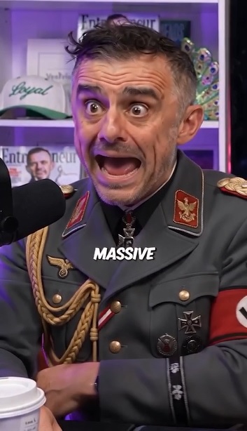 A man dressed in a German military uniform with a surprised expression appears on a podcast, with the word 'MASSIVE' overlaid on the image.
